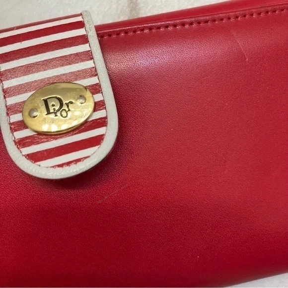 Dior vintage red and white leather wallet rare - Picture 8 of 14